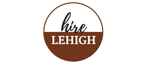 "Hire Lehigh" brown and white logo used by the Lehigh Career and Professional Development Center